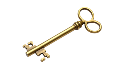 Golden key image  isolated on transparent background