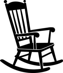wooden rocking chair silhouette black silhouette vector illustration