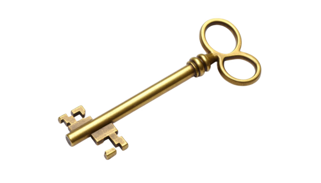 Golden key image  isolated on transparent background