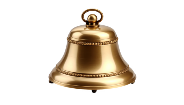 Golden polished bell isolated on transparent background