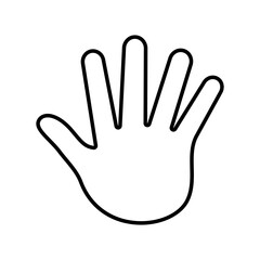 vector illustration of an open hand waving outline