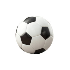 Fototapeta premium Classic black and white soccer ball isolated on a clean white background. Centered single-object composition with crisp shadows. Conveys teamwork and competitive energy. Ideal for sports