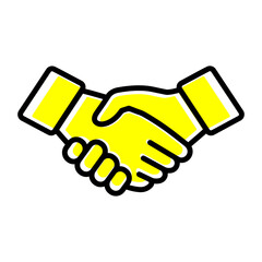 yellow handshake icon with black outline vector llustration