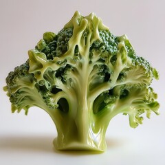 Abstract broccoli head, studio shot, pale background, edible art