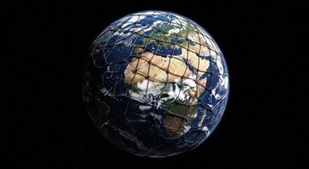 Visualize the Earth with Mesh Network Overlay Displaying Geographic Features