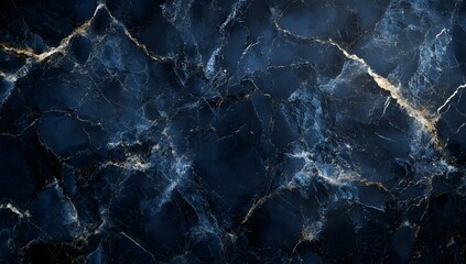 Rich dark blue marble surface with natural grey veins flowing across. A classy texture for interiors and visual design.

