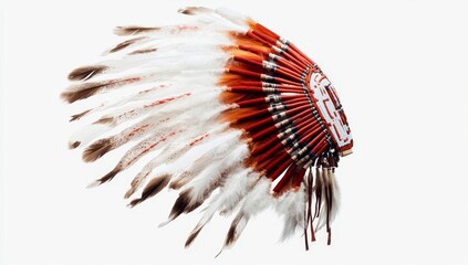 Native American Headdress Against White Background (1)
