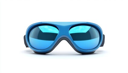 Blue Ski Goggles Isolated on White Background
