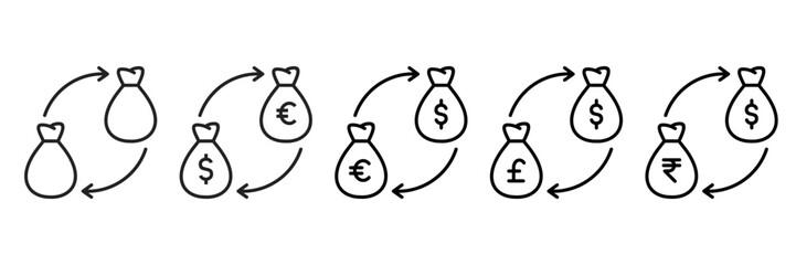 Obraz premium Exchange Icon Set With Different Currencies