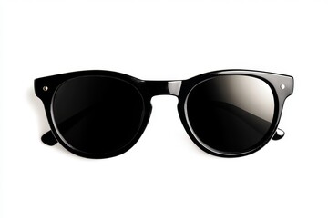 Black round sunglasses on white background