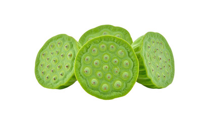 Green lotus seed pods isolated on transparent background