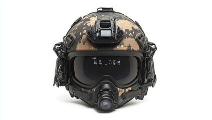 Camouflaged Military Helmet with Technology