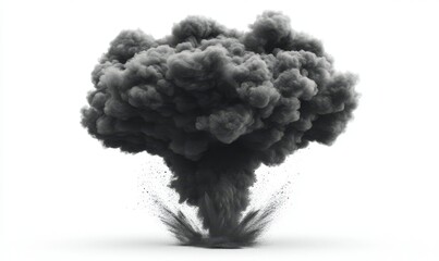 Exploding Smoke Cloud Against White Background