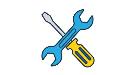 Tools Combined Wrench and Screwdriver Illustration for Diy and Fixing Projects