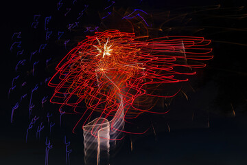 fireworks in the night sky and looks like 3d rendered illustration of a brain