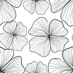 Seamless floral pattern with white hibiscus flowers and green leaves, a beautiful vintage vector illustration for textile design or nature-inspired wallpaper