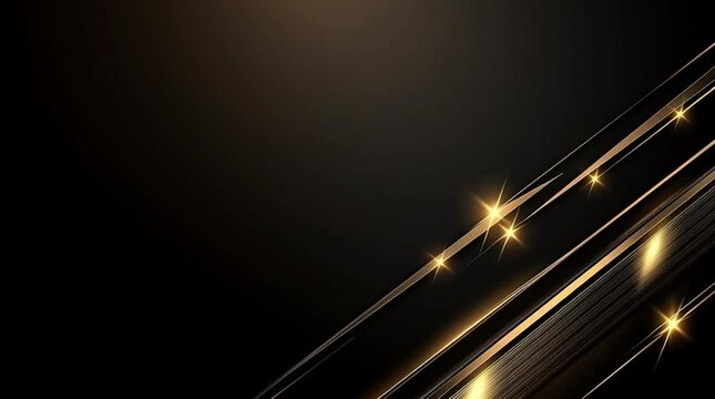 Sleek black and gold glowing lines move diagonally,. Great for upscale branding, awards videos, or premium digital screens.