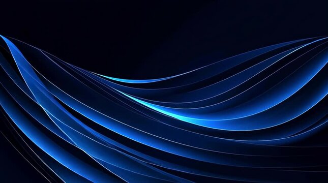 Elegant flowing blue and black digital waves move across a dark background, creating a stylish and modern animation.
