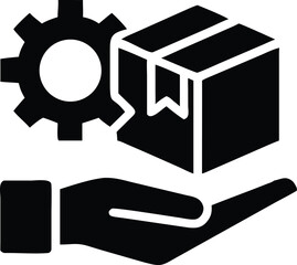Delivery and logistics gear and box icon