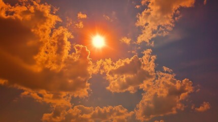 Summer sky. The hot sun and the wide sky. A familiar sight in the city. AI generated.