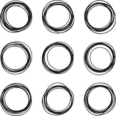 Messy Hand Drawn Circles Vector Ink Sketch Style