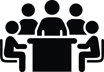Meeting group of people sitting together icon