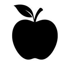 Apple on black background silhouette vector style