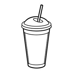 Refreshing Smoothie in Disposable Cup Line Art Illustration