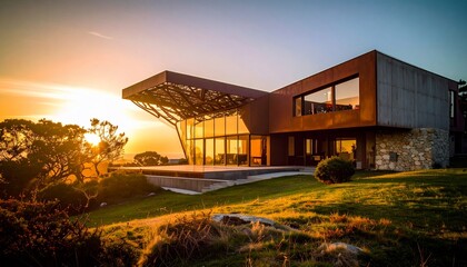 Obraz premium Sunset Modern Architecture House