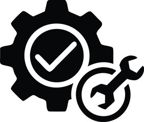 Settings configured gear checkmark wrench icon