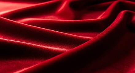 Obraz premium Luxurious Red Velvet Fabric Texture Smooth, Deep Crimson Drape