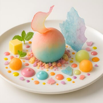 Vibrant Summer Dessert: Ombr&eacute; Sphere & Artistic Plating