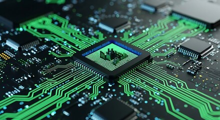 Fototapeta premium High-Tech Circuit Board Close-up of a Modern Microprocessor