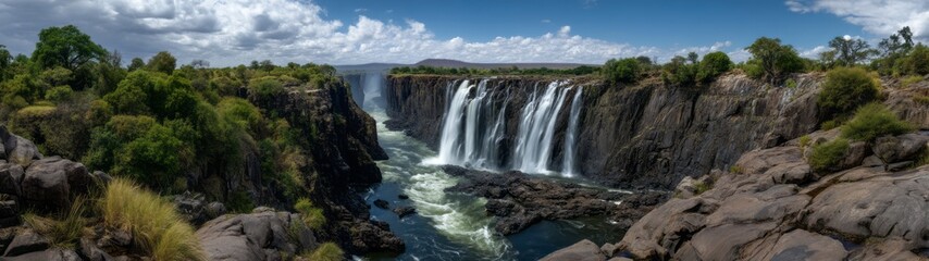 Obraz premium Majestic waterfall views victoria falls hdr 360 degrees landscape hd