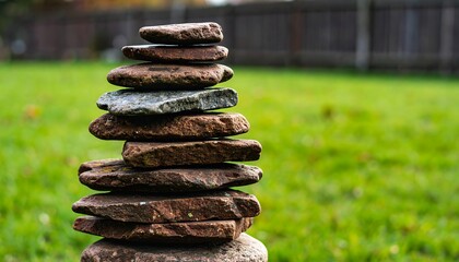 Stacked stones in a garden