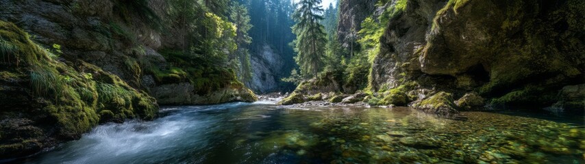 Nature landscape adventure river canyon hdr 360 degrees hdri view