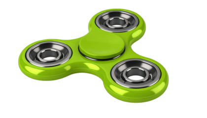 Lime green fidget spinner isolated on transparent background