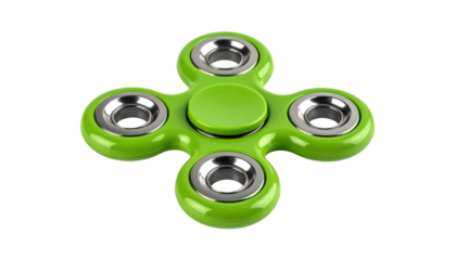 Lime green fidget spinner isolated on transparent background