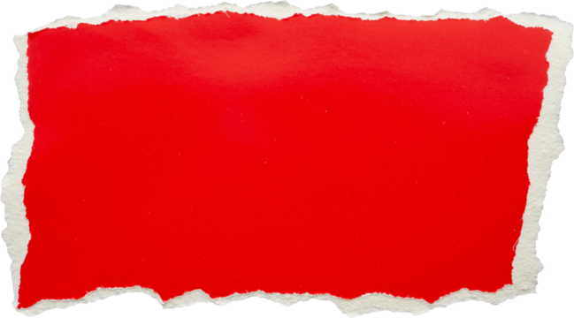 piece of red cardboard paper tear isolated on black background