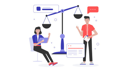 Legal Consultant Explaining Licensing Agreements, flat vector illustration