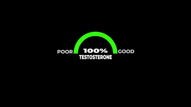 Testosterone level metering. Testosterone hormone speedometer, indicators.Testosterone Level Meter, measuring scale. Hormone Testosterone speedometer indicator.