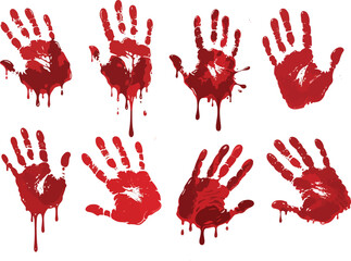 Bloody Hand Print Vector – Scary Horror Handprint and Fingerprint Isolated  © Nizam