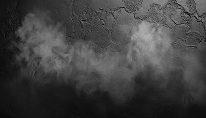 Dark grey rough wall texture background with faint smoke, spooky Halloween concept.