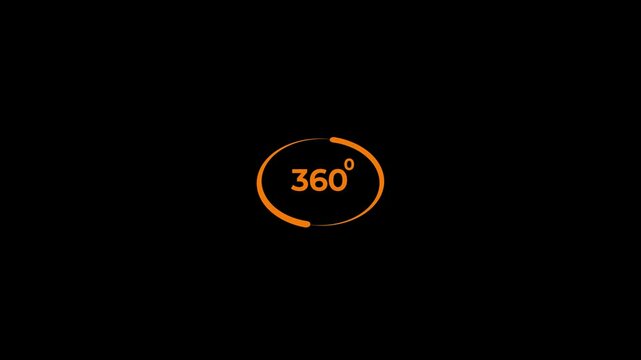 360 degree rotate view icon animation.360 degree view icon animation, Icon 360&deg; animation with optional lama matte. Angle 360 degree. Virtual reality. Panorama. Transparent background.