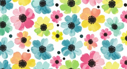 Watercolor floral pattern in soft hues