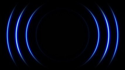 Abstract neon circle radio waves looping background. Searching process in futuristic interface. Radar signal concept. Vibrant neon background illustrates wireless communication. Neon radio wave signal - Powered by Adobe