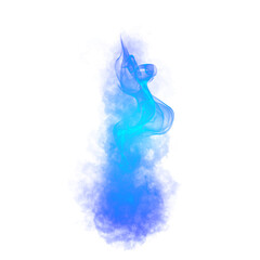 Bright blue flame and smoke effect on transparent background

