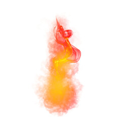 Bright orange and red flame and smoke effect on transparent background
