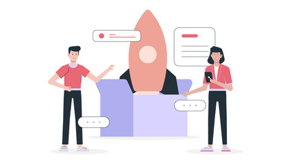 Product Group Responding to Feature Request Submissions flat vector illustration