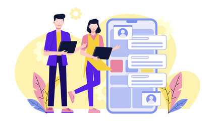 Product Group Responding to Feature Request Submissions flat vector illustration